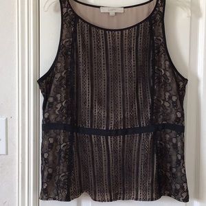 LOFT Black and Beige Lace Camisole